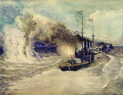 The battle between the Black Sea Fleet and the armoured cruiser Goeben on the 5th November 1914, 1940 by Mikhail Mikhailovich Semyonov